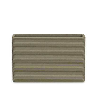 Avila Medium Rectangular Planter - Stacks - Mossy Glen - rectangular planter with fine horizontal ribbed texture, 3D printed concrete, modern minimal design
