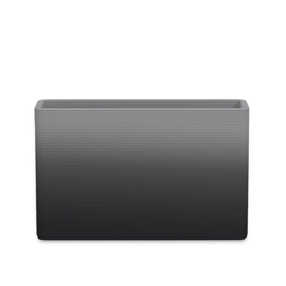 Avila Medium Rectangular Planter - Stacks - Obsidian Night OMB1 - rectangular planter with fine horizontal ribbed texture, 3D printed concrete, modern minimal design