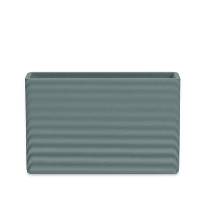Avila Medium Rectangular Planter - Stacks - Seafoam Slate - rectangular planter with fine horizontal ribbed texture, 3D printed concrete, modern minimal design