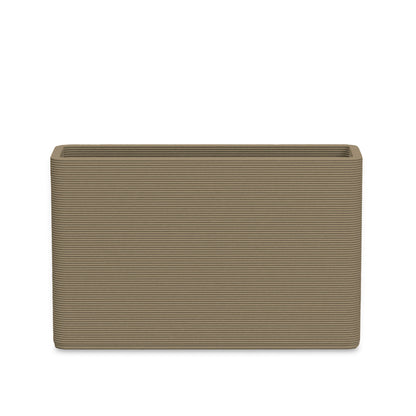 Avila Medium Rectangular Planter - Stacks - Savanna Clay - rectangular planter with fine horizontal ribbed texture, 3D printed concrete, modern minimal design