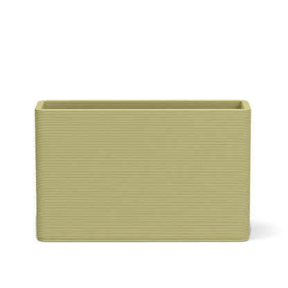 Avila Large Medium Planter in Golden Olive 3D-printed concrete with ribbed texture, modern lightweight GFRC design for indoor or outdoor use