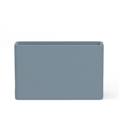 Avila Large Medium Planter in Deafoam Slate 3D-printed concrete with ribbed texture, modern lightweight GFRC design for indoor or outdoor use