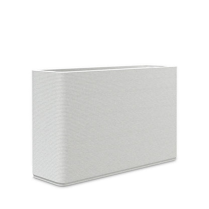 Avila Medium Rectangular Planter - Stacks - Glacial Mist - rectangular planter with fine horizontal ribbed texture, 3D printed concrete, modern minimal design