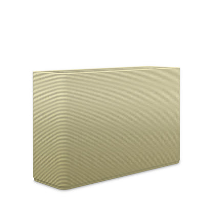 Avila Medium Rectangular Planter - Stacks - Golden Olive OMB1 - rectangular planter with fine horizontal ribbed texture, 3D printed concrete, modern minimal design
