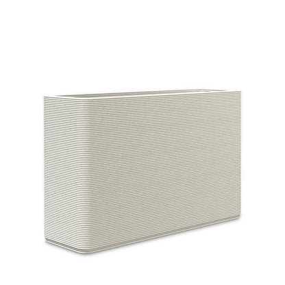Avila Medium Rectangular Planter - Stacks - Limestone Veil - rectangular planter with fine horizontal ribbed texture, 3D printed concrete, modern minimal design