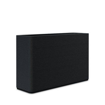 Avila Medium Rectangular Planter - Stacks - Obsidian Night - rectangular planter with fine horizontal ribbed texture, 3D printed concrete, modern minimal design