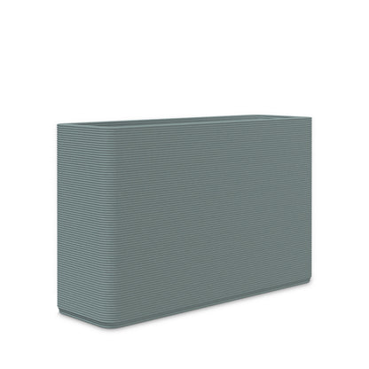 Avila Medium Rectangular Planter - Stacks - Seafoam Slate - rectangular planter with fine horizontal ribbed texture, 3D printed concrete, modern minimal design
