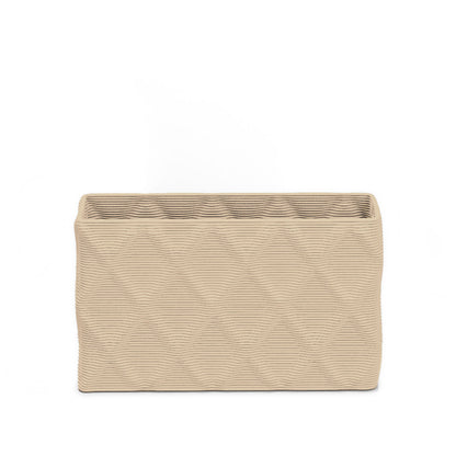 Avila Small Rectangular Planter - Diamond 1 - Desert Dawn - sculptural rectangular planter with faceted diamond relief texture, 3D printed concrete, modern artistic design