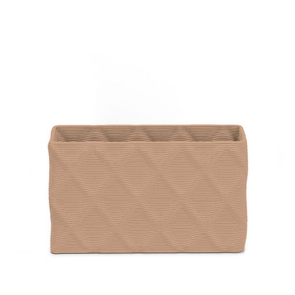 Avila Small Rectangular Planter - Diamond 1 - Sandy Bluff - sculptural rectangular planter with faceted diamond relief texture, 3D printed concrete, modern artistic design