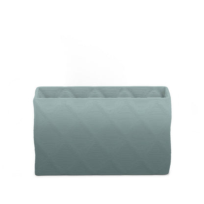 Avila Small Rectangular Planter - Diamond 1 - Seafoam Slate OMB1 - sculptural rectangular planter with faceted diamond relief texture, 3D printed concrete, modern artistic design