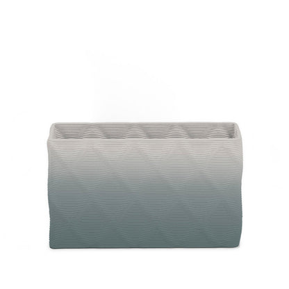 Avila Small Rectangular Planter - Diamond 1 - Seafoam Slate OMB2 - sculptural rectangular planter with faceted diamond relief texture, 3D printed concrete, modern artistic design