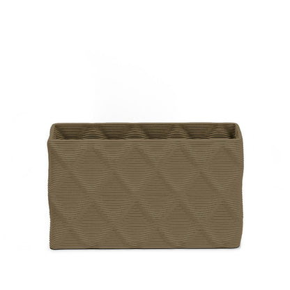 Avila Small Rectangular Planter - Diamond 1 - Savanna Clay - sculptural rectangular planter with faceted diamond relief texture, 3D printed concrete, modern artistic design