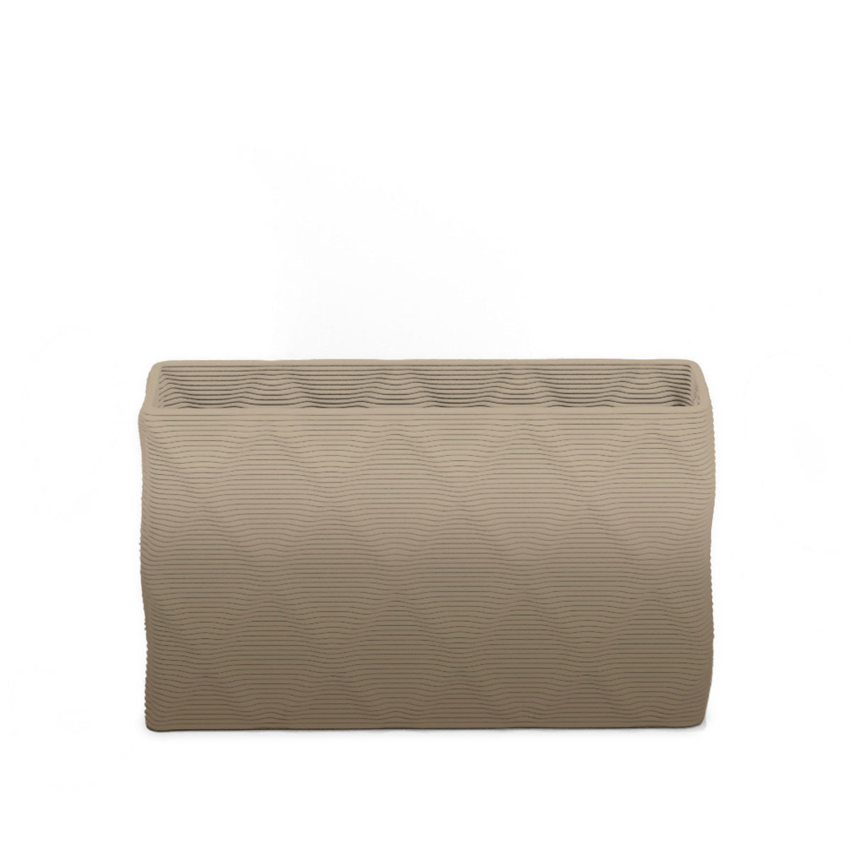 Avila Small Rectangular Planter - Diamond 1 - Savanna Clay OMB1 - sculptural rectangular planter with faceted diamond relief texture, 3D printed concrete, modern artistic design