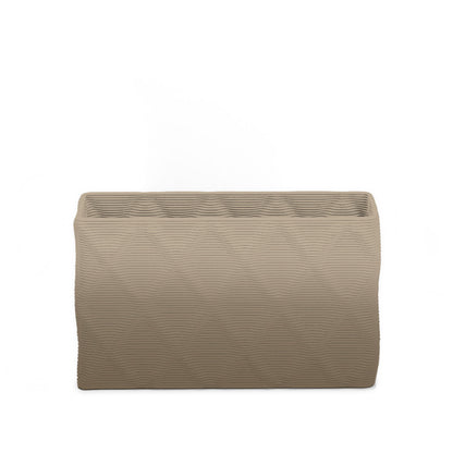 Avila Small Rectangular Planter - Diamond 1 - Savanna Clay OMB1 - sculptural rectangular planter with faceted diamond relief texture, 3D printed concrete, modern artistic design