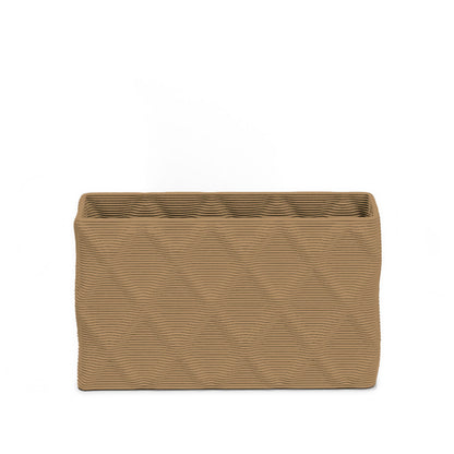 Avila Small Rectangular Planter - Diamond 1 - Toasted Almond - sculptural rectangular planter with faceted diamond relief texture, 3D printed concrete, modern artistic design