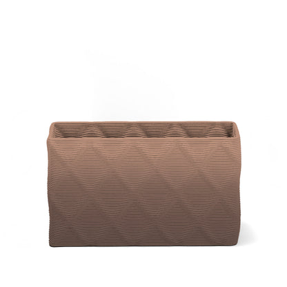 Avila Small Rectangular Planter - Diamond 1 - Riverbed Earth OMB1 - sculptural rectangular planter with faceted diamond relief texture, 3D printed concrete, modern artistic design