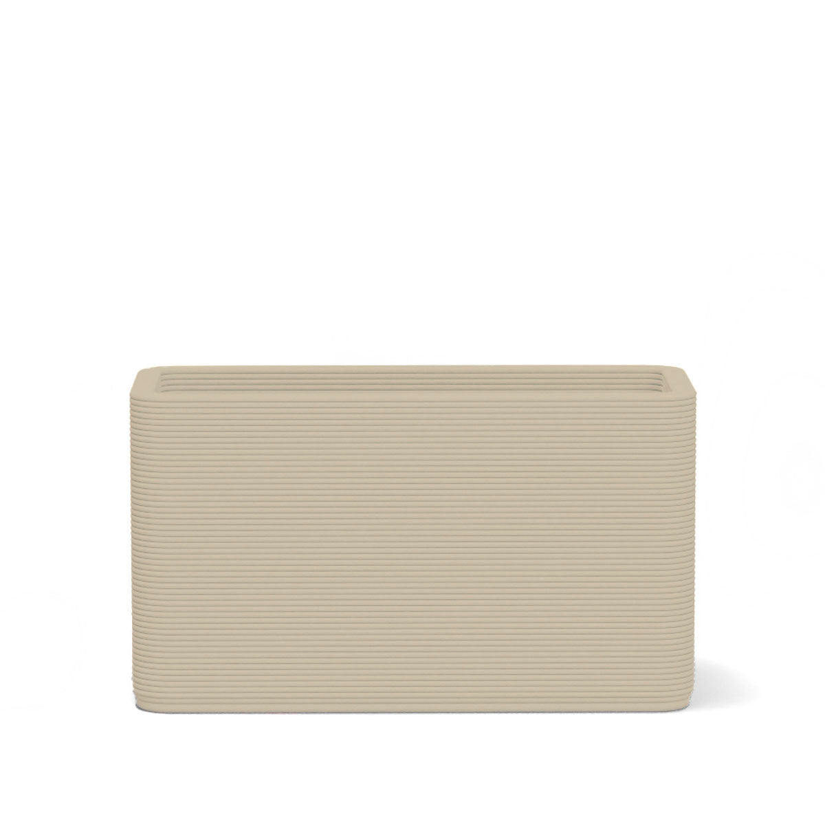 Avila Small Rectangular Planter in Savanna Clay 3D-printed concrete with ribbed texture, modern lightweight GFRC design for indoor or outdoor use