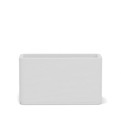 Avila Small Rectangular Planter in Savanna Clay 3D-printed concrete with ribbed texture, modern lightweight GFRC design for indoor or outdoor use