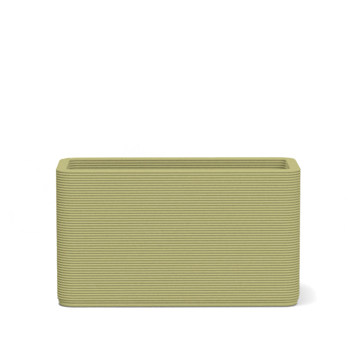 Avila Small Rectangular Planter in Sandy Bluff 3D-printed concrete with ribbed texture, modern lightweight GFRC design for indoor or outdoor use