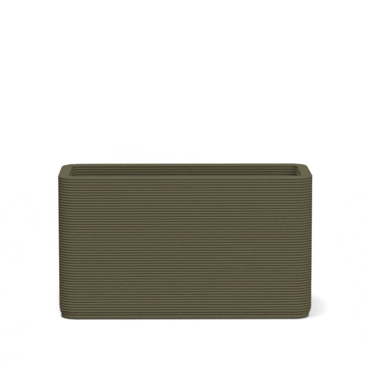 Avila Small Rectangular Planter in Toasted Almond 3D-printed concrete with ribbed texture, modern lightweight GFRC design for indoor or outdoor use