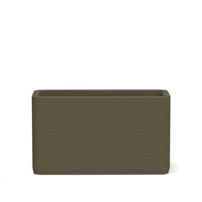 Avila Small Rectangular Planter in Toasted Almond 3D-printed concrete with ribbed texture, modern lightweight GFRC design for indoor or outdoor use