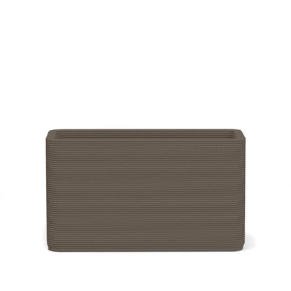 Avila Small Rectangular Planter in Seafoam Slate 3D-printed concrete with ribbed texture, modern lightweight GFRC design for indoor or outdoor use