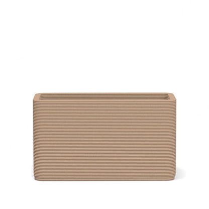 Avila Small Rectangular Planter in Seafoam Slate 3D-printed concrete with ribbed texture, modern lightweight GFRC design for indoor or outdoor use