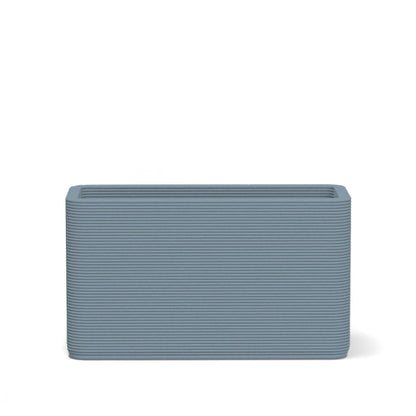 Avila Small Rectangular Planter in Silver Mist 3D-printed concrete with ribbed texture, modern lightweight GFRC design for indoor or outdoor use