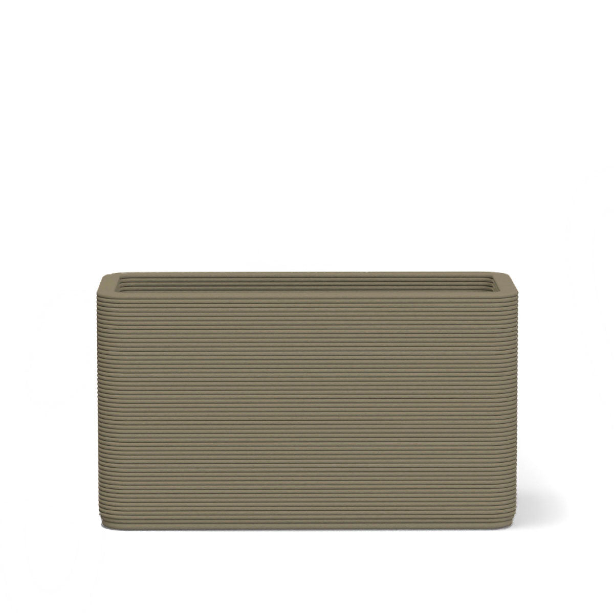 Avila Small Rectangular Planter in Silver Mist 3D-printed concrete with ribbed texture, modern lightweight GFRC design for indoor or outdoor use