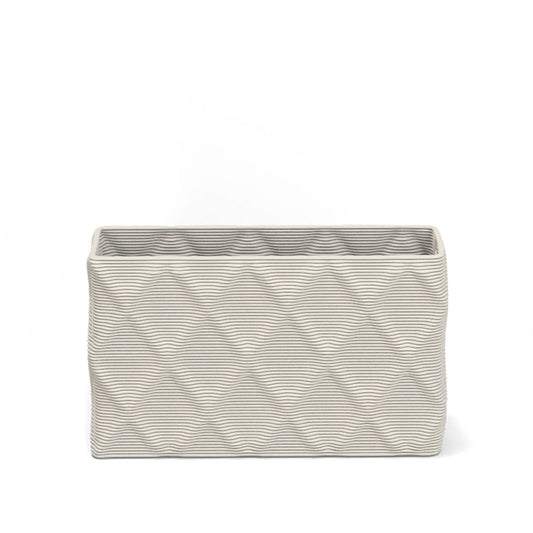Avila Small Rectangular Planter in Limestone Veil finish 3D-printed concrete with ribbed texture, modern lightweight GFRC design for indoor or outdoor use