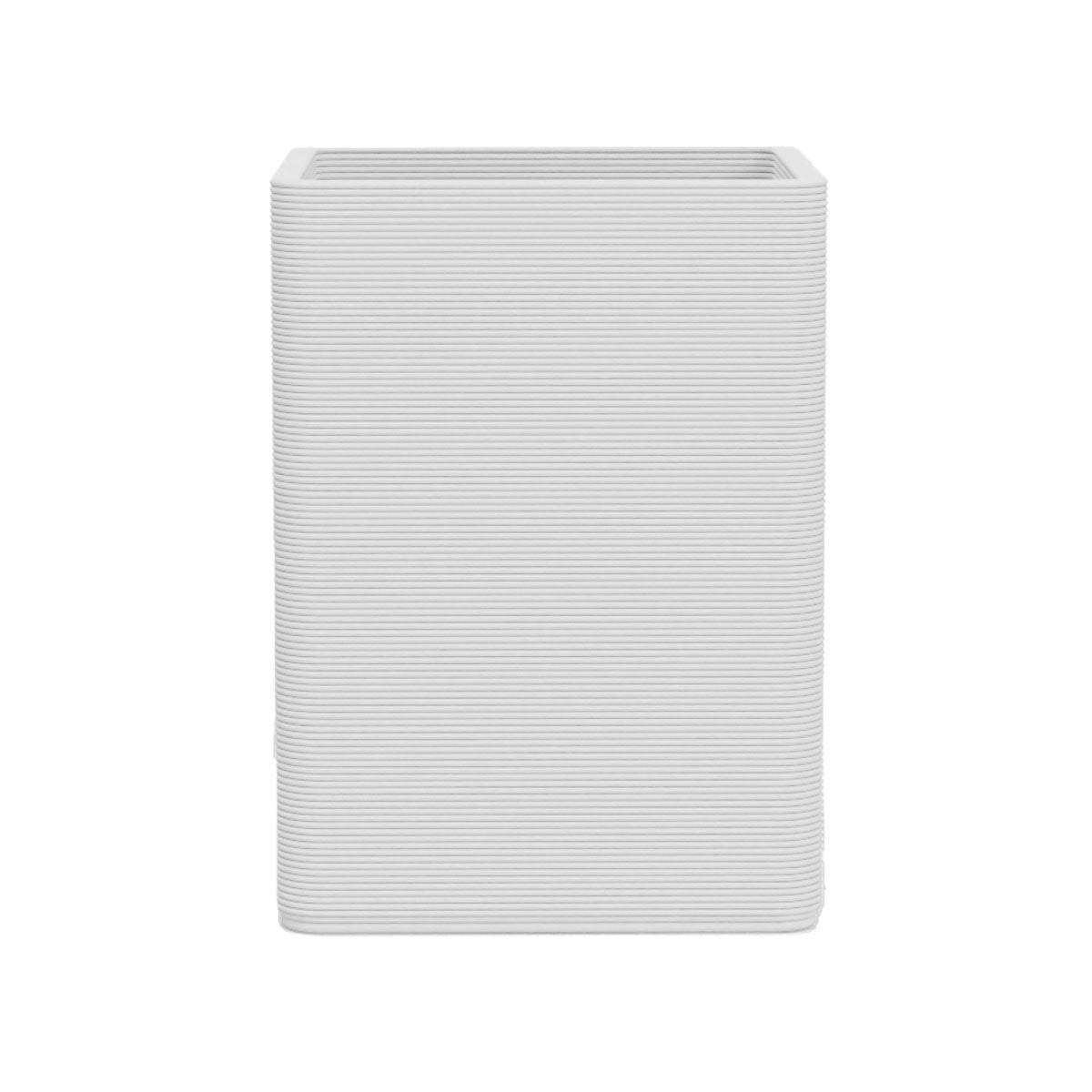 Montara Large Square Planter in Seafoam Slate 3D-printed concrete with ribbed finish, modern GFRC design for indoor and outdoor architectural use