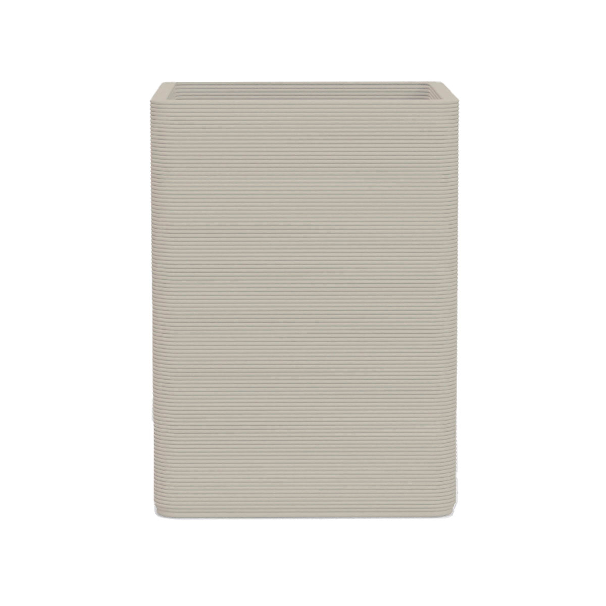 Montara Large Square Planter in Riverbed Earth 3D-printed concrete with ribbed finish, modern GFRC design for indoor and outdoor architectural use