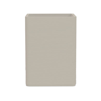 Montara Large Square Planter in Riverbed Earth 3D-printed concrete with ribbed finish, modern GFRC design for indoor and outdoor architectural use