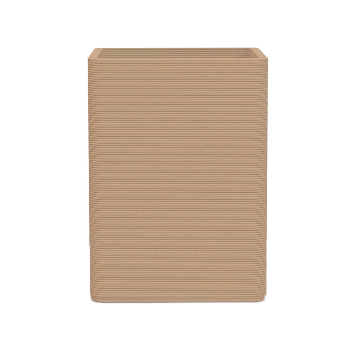Montara Large Square Planter in Savanna Clay 3D-printed concrete with ribbed finish, modern GFRC design for indoor and outdoor architectural use