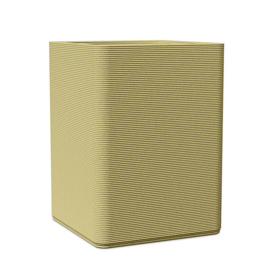 Montara Large Square Planter - Stacks - Golden Olive - square planter with fine horizontal ribbed texture, 3D printed concrete, modern minimal design