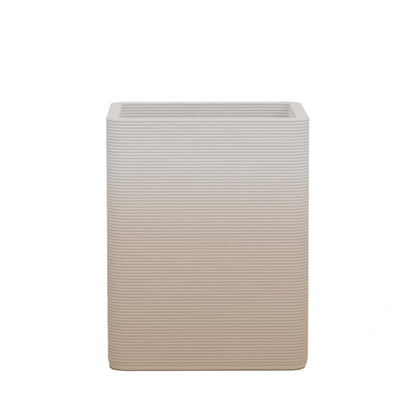 Montara Medium Square Planter - Stacks - Desert Dawn - square planter with fine horizontal ribbed texture, 3D printed concrete, modern minimal design