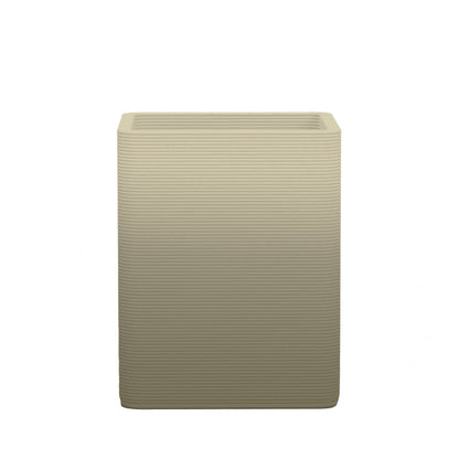 Montara Medium Square Planter - Stacks - Mossy Glen OMB1 - square planter with fine horizontal ribbed texture, 3D printed concrete, modern minimal design