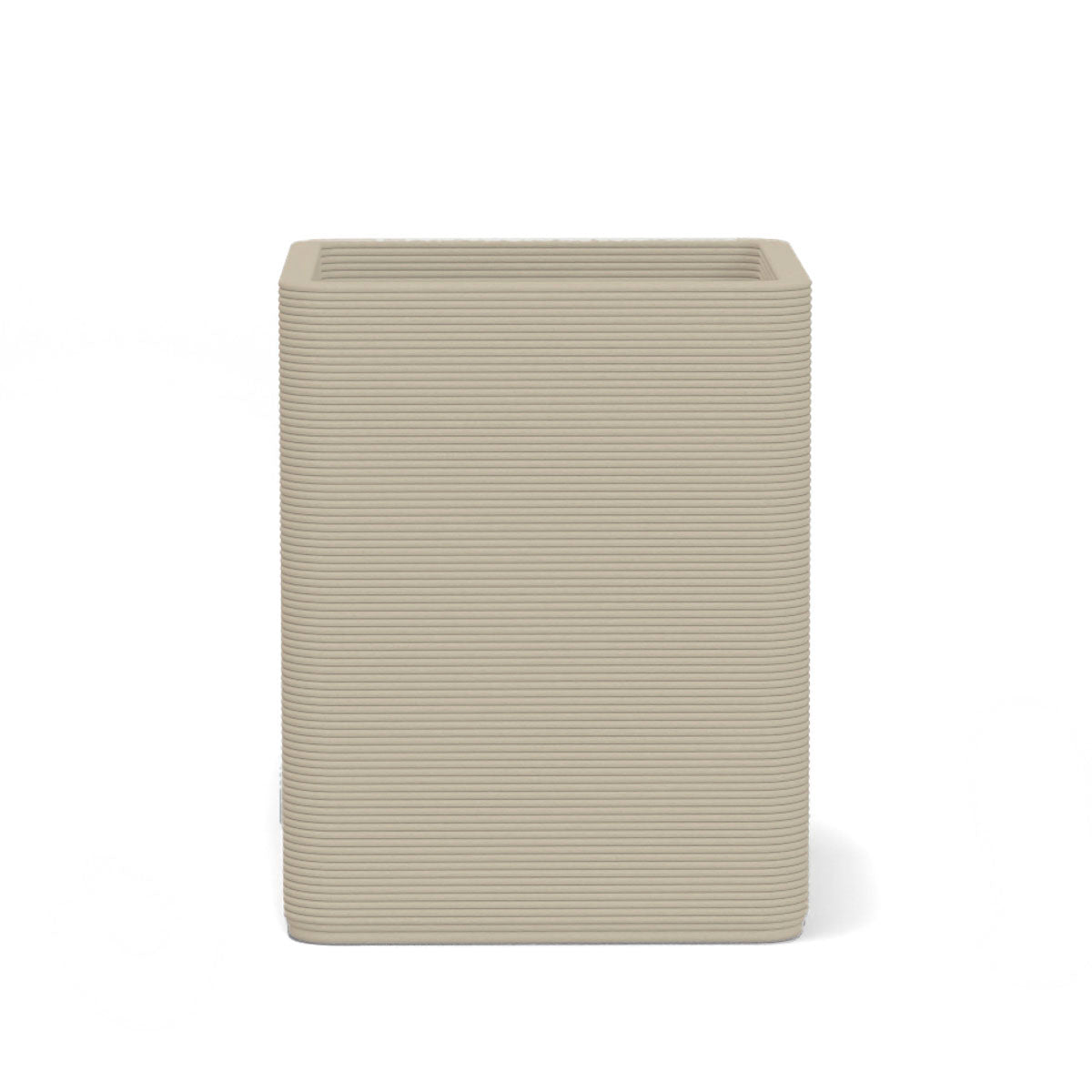 Montara Medium Square Planter in Seafoam Slate 3D-printed concrete with ribbed finish, modern GFRC design for indoor and outdoor architectural use