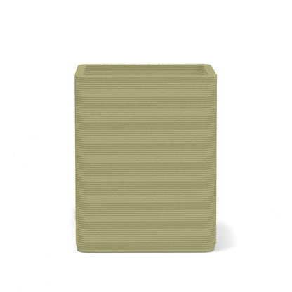 Montara Medium Square Planter in Riverbed Earth 3D-printed concrete with ribbed finish, modern GFRC design for indoor and outdoor architectural use