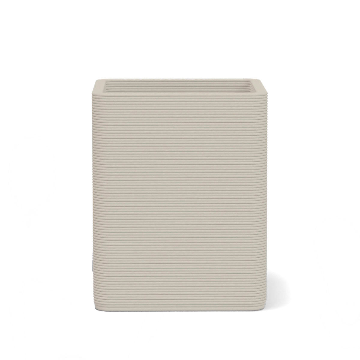 Montara Medium Square Planter in Riverbed Earth 3D-printed concrete with ribbed finish, modern GFRC design for indoor and outdoor architectural use