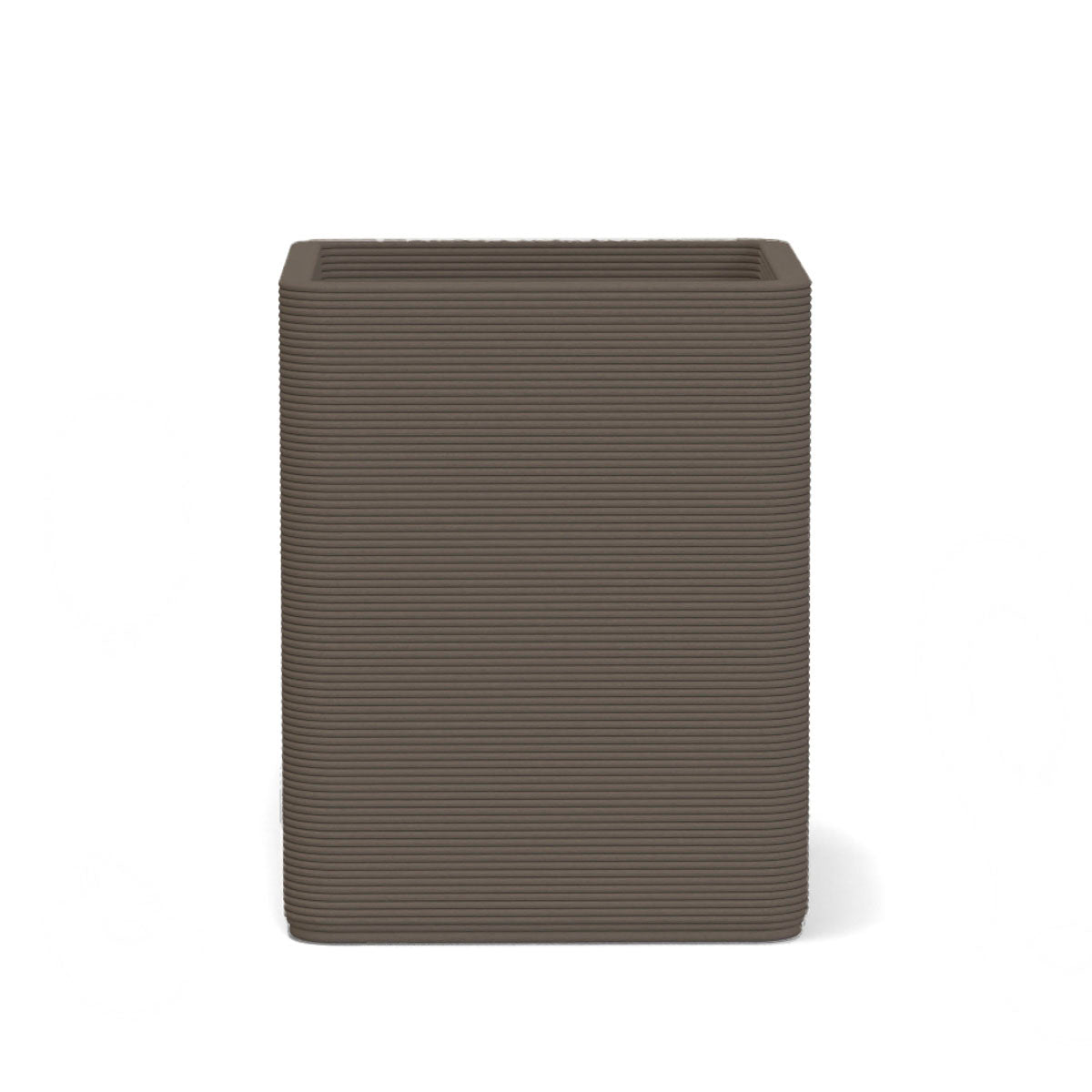Montara Medium Square Planter in Sandy Bluff 3D-printed concrete with ribbed finish, modern GFRC design for indoor and outdoor architectural use