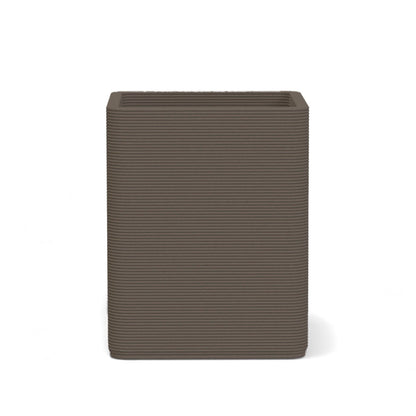 Montara Medium Square Planter in Sandy Bluff 3D-printed concrete with ribbed finish, modern GFRC design for indoor and outdoor architectural use