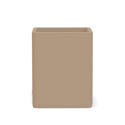 Montara Medium Square Planter in Toasted Almond 3D-printed concrete with ribbed finish, modern GFRC design for indoor and outdoor architectural use