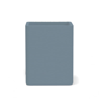 Montara Medium Square Planter in Savanna Clay 3D-printed concrete with ribbed finish, modern GFRC design for indoor and outdoor architectural use