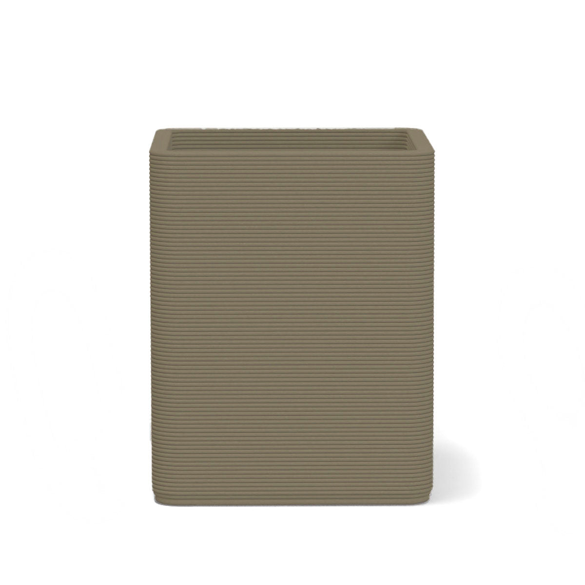Montara Medium Square Planter in Savanna Clay 3D-printed concrete with ribbed finish, modern GFRC design for indoor and outdoor architectural use