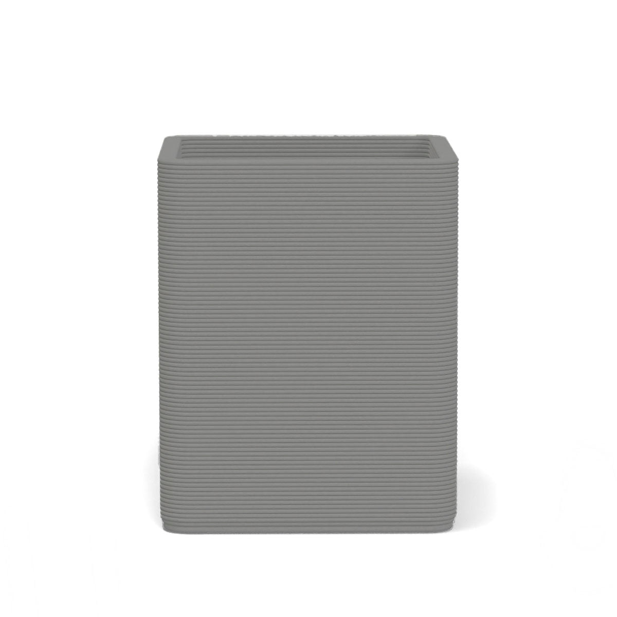 Montara Medium Square Planter in Limestone Veil 3D-printed concrete with ribbed finish, modern GFRC design for indoor and outdoor architectural use