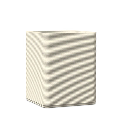 Montara Medium Square Planter - Stacks - Limestone Veil - square planter with fine horizontal ribbed texture, 3D printed concrete, modern minimal design