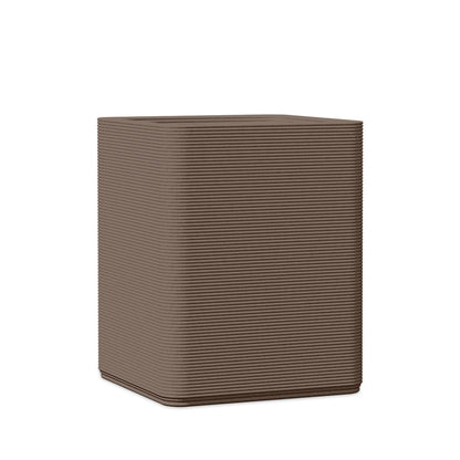 Montara Medium Square Planter - Stacks - Riverbed Earth - square planter with fine horizontal ribbed texture, 3D printed concrete, modern minimal design