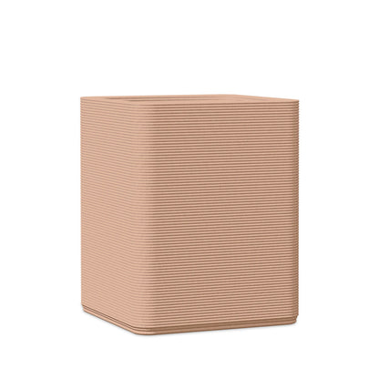Montara Medium Square Planter - Stacks - Sandy Bluff - square planter with fine horizontal ribbed texture, 3D printed concrete, modern minimal design
