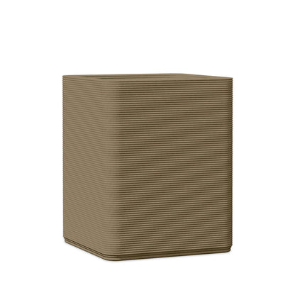 Montara Medium Square Planter - Stacks - Savanna Clay - square planter with fine horizontal ribbed texture, 3D printed concrete, modern minimal design